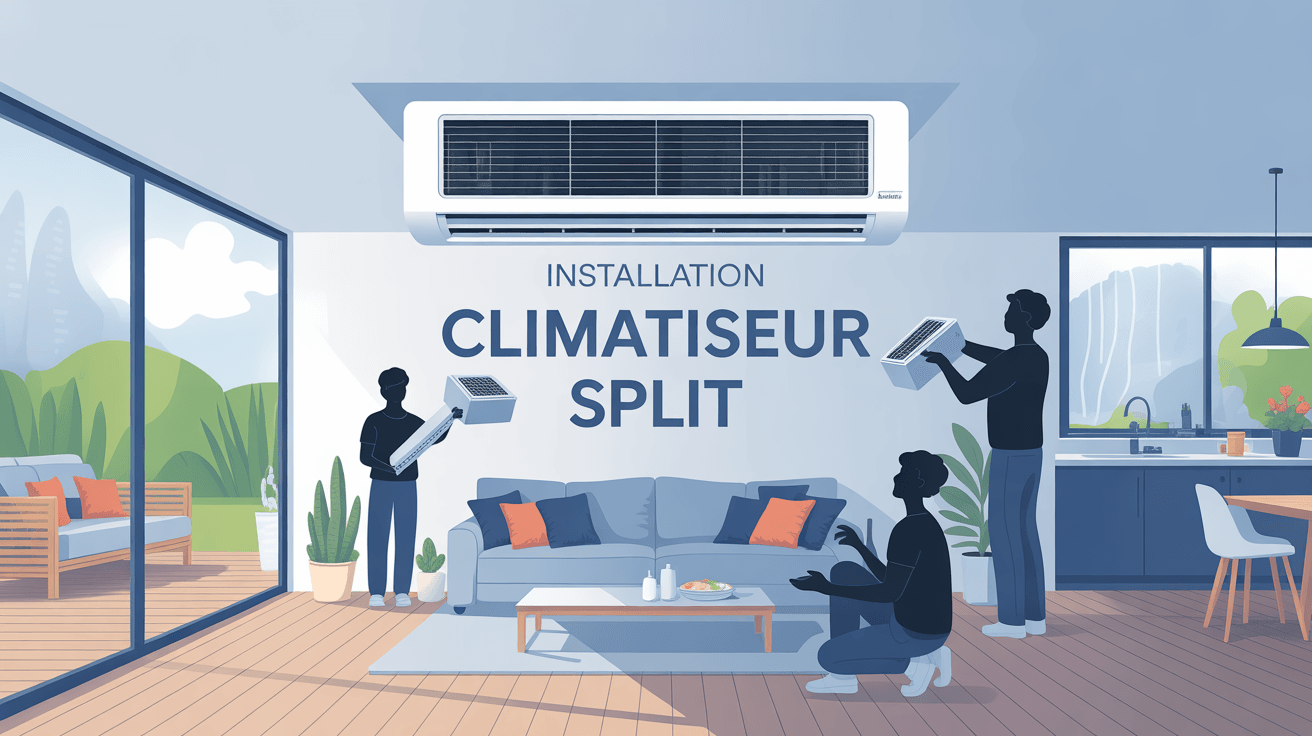 Installation climatiseur split avec unité intérieure et extérieure maison moderne