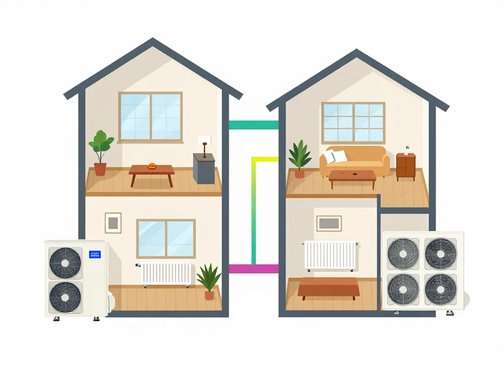 installation pompe à chaleur avec radiateur électrique configuration système
