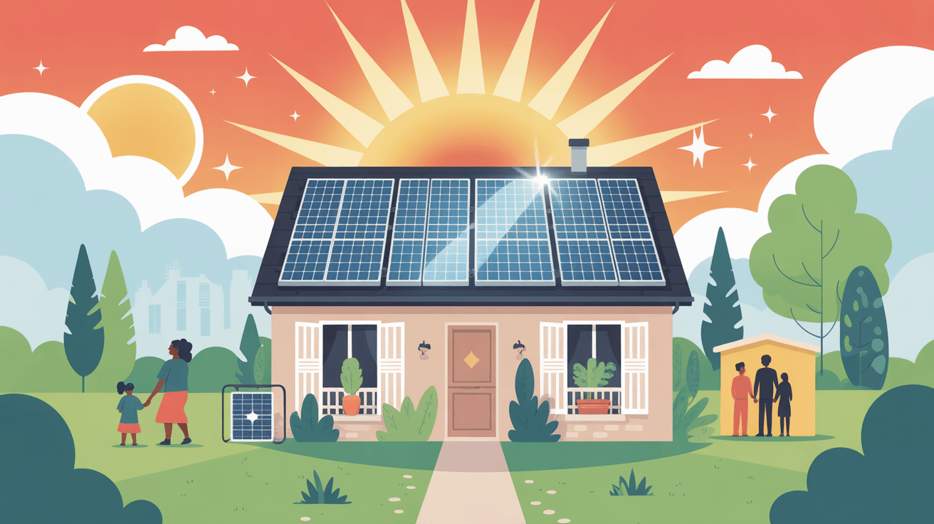 illustration moderne kit solaire autoconsommation 6000w avec batterie maison