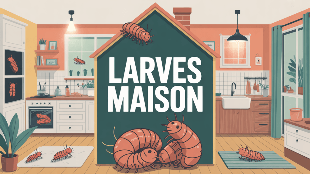 Illustration larve maison dans pièces clés