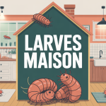Illustration larve maison dans pièces clés