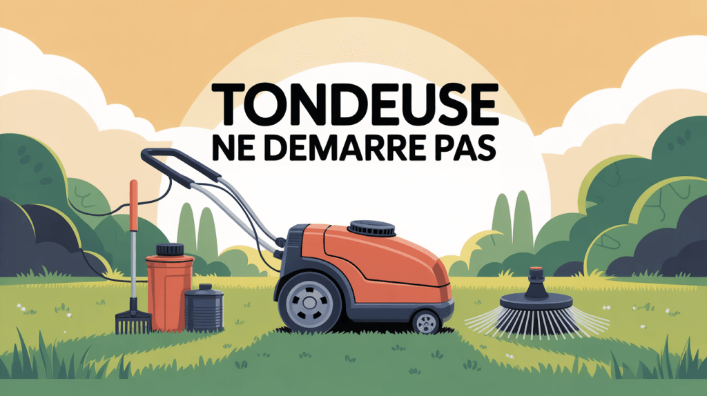 ma tondeuse ne démarre pas image tondeuse arrêtée devant pelouse