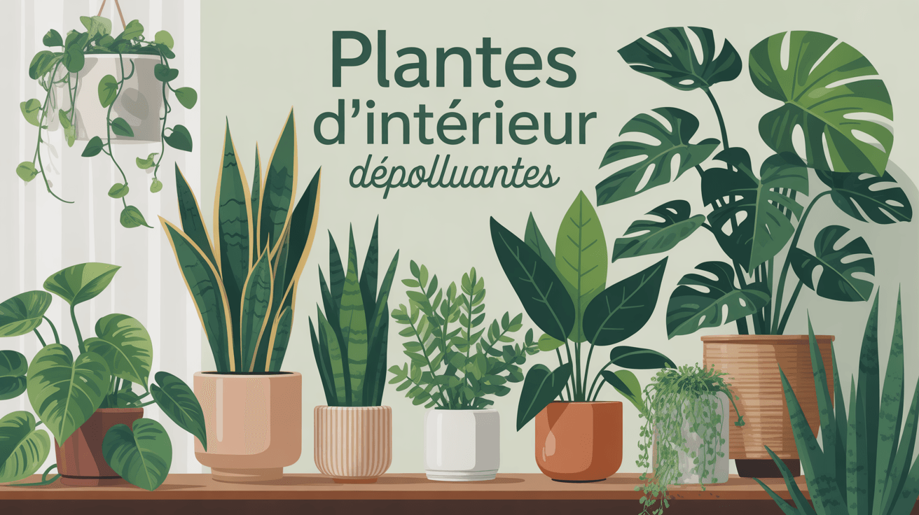 Illustration plantes d'interieur depolluante ambiance naturelle