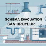 illustration schema evacuation sanibroyeur coupe maison