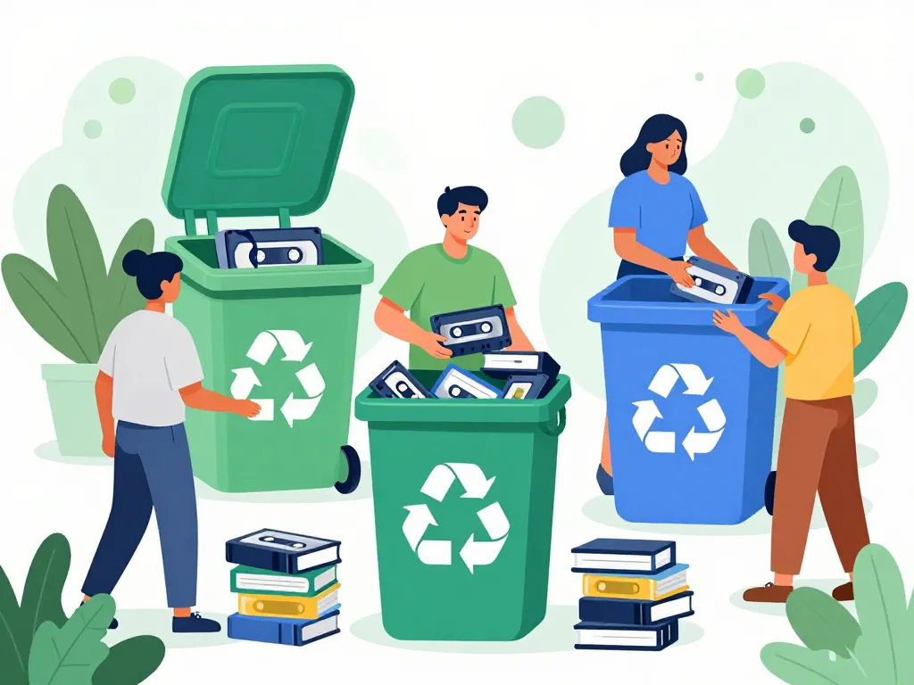 Tri responsable recyclage VHS cassettes illustration