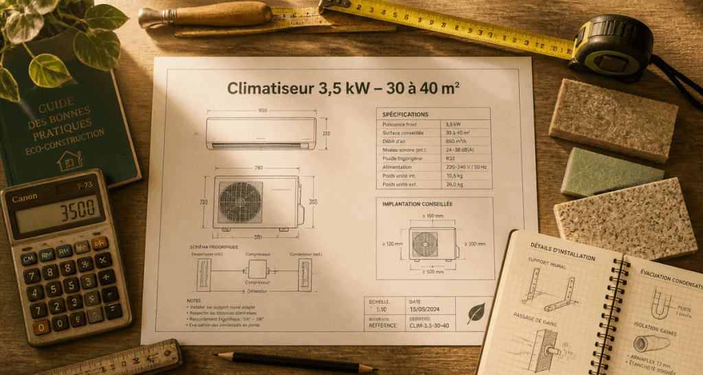 clim 3 5 kw combien de m2 plan technique sur bureau