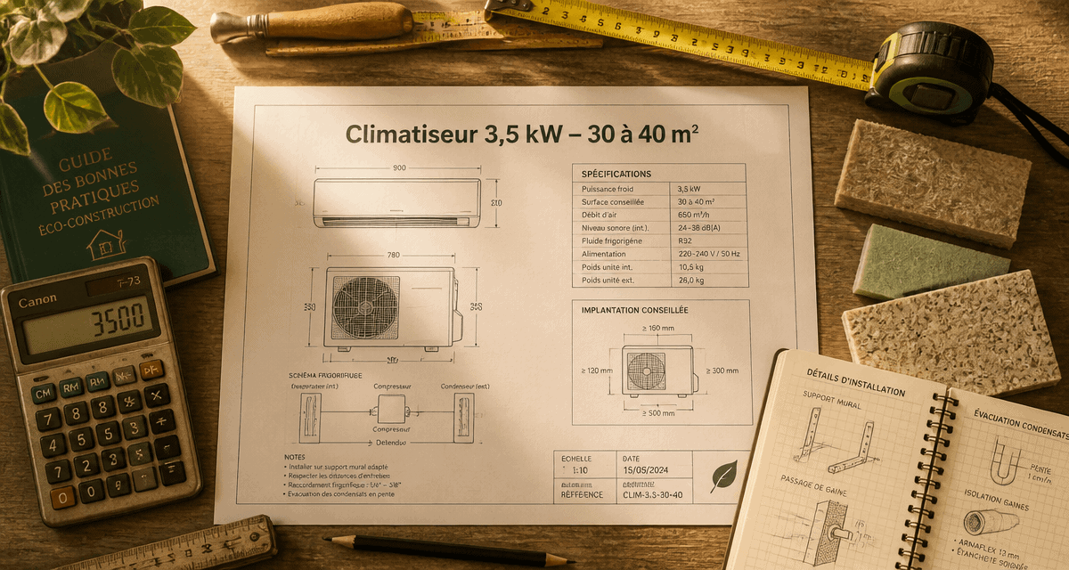clim 3 5 kw combien de m2 plan technique sur bureau