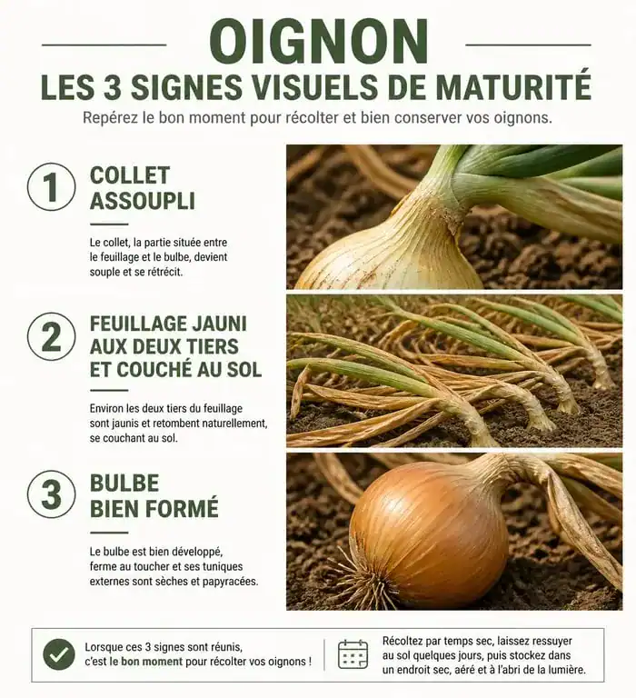 Signes de maturité de l'oignon pour la récolte au potager