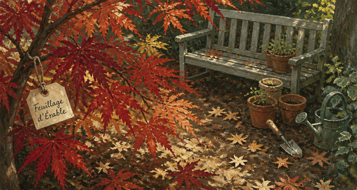 erable feuillage rouge automne jardin