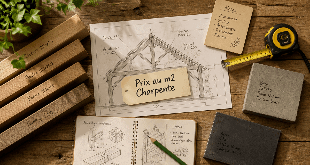 prix m2 charpente plans et matériaux sur établi