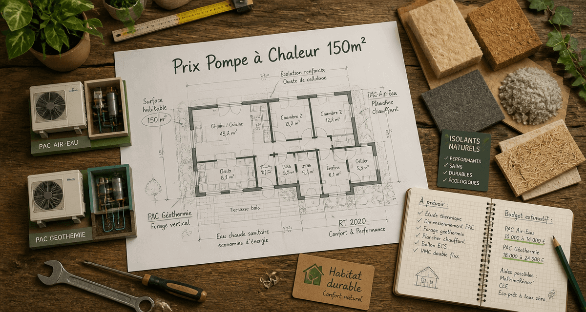 prix pompe à chaleur maison 150m2 plan et maquette
