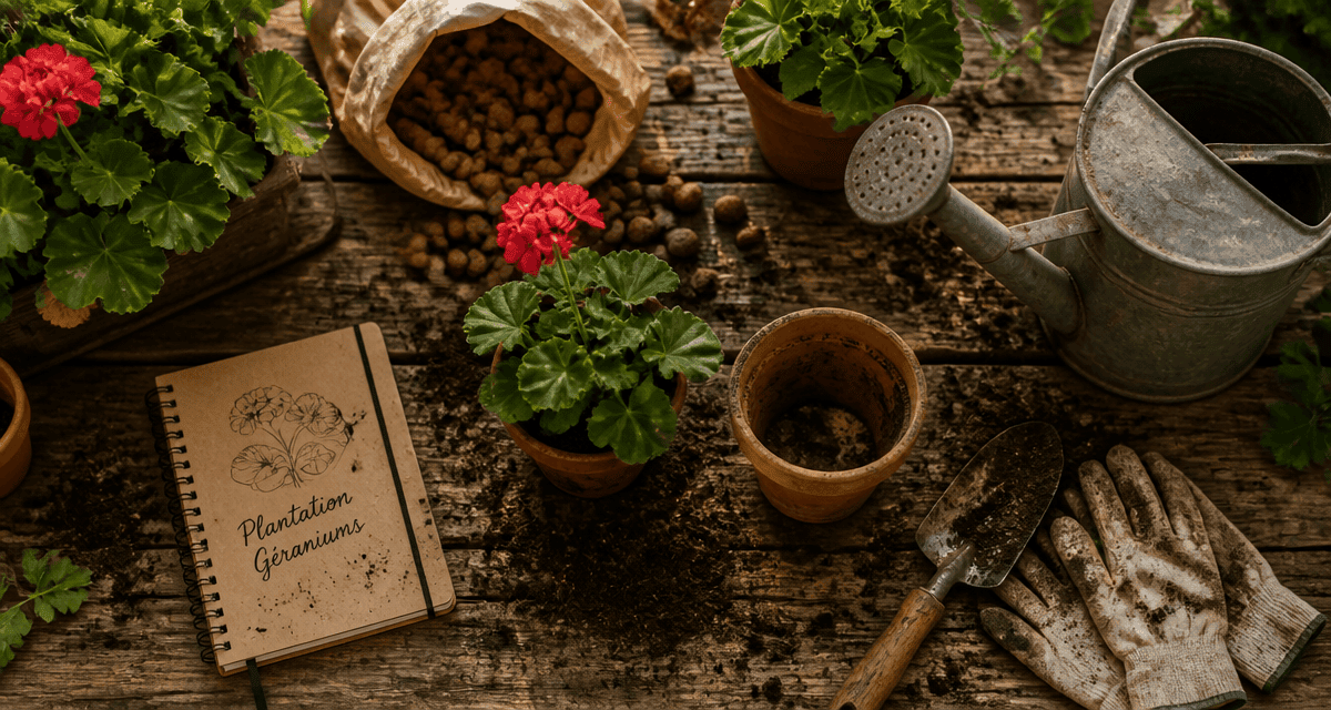 quand planter geranium sur table de jardinage