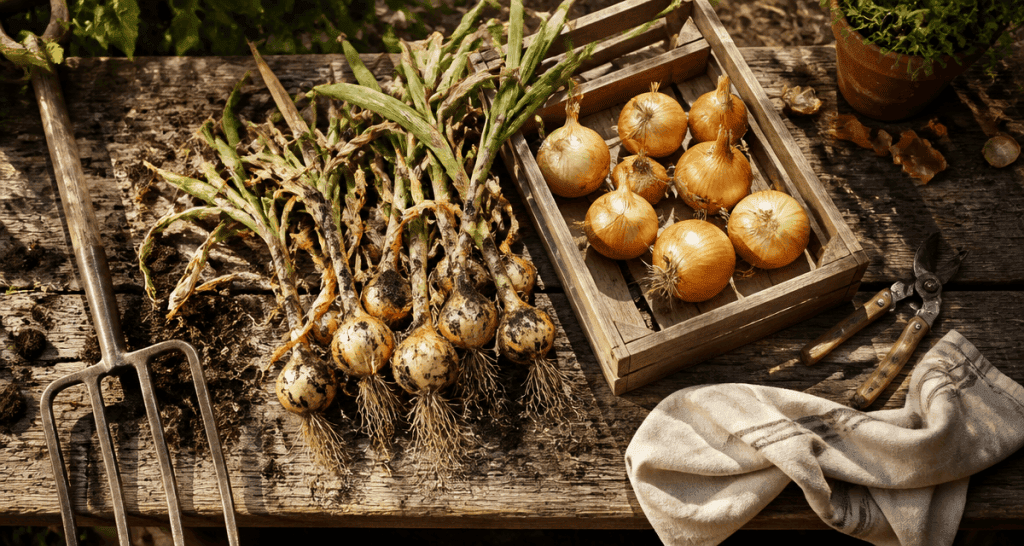 quand récolter les oignons sur table de jardin