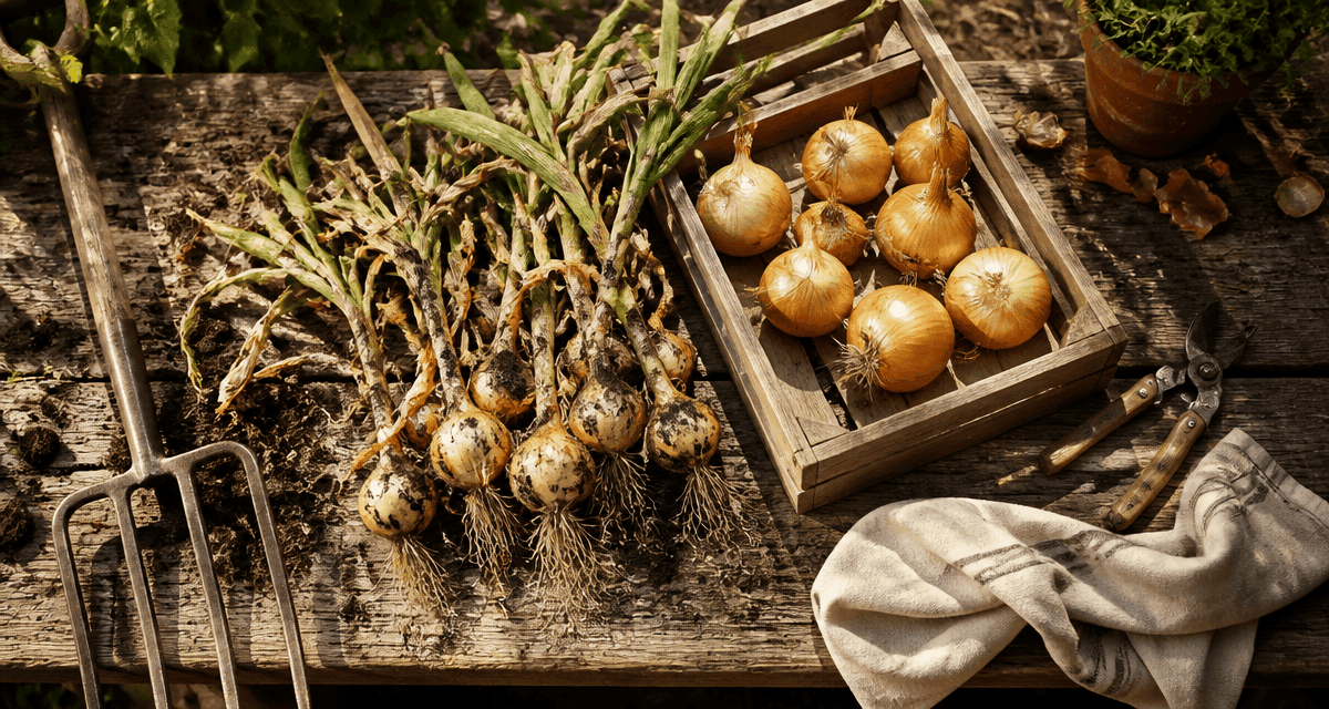 quand récolter les oignons sur table de jardin