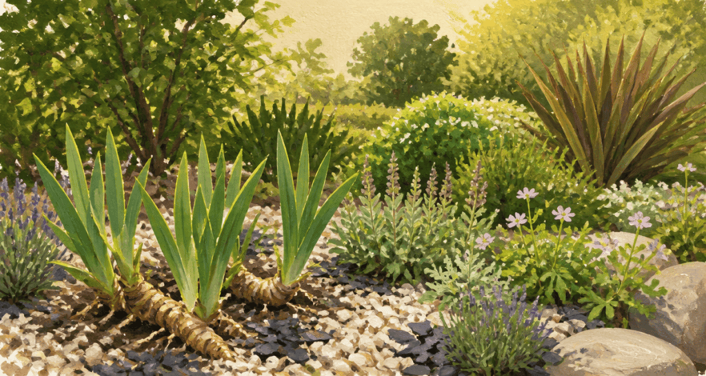 Que mettre au pied des iris, plantes compagnes et paillis