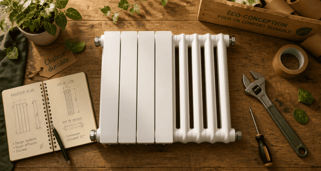radiateur en acier pour chauffage central moderne sur établi