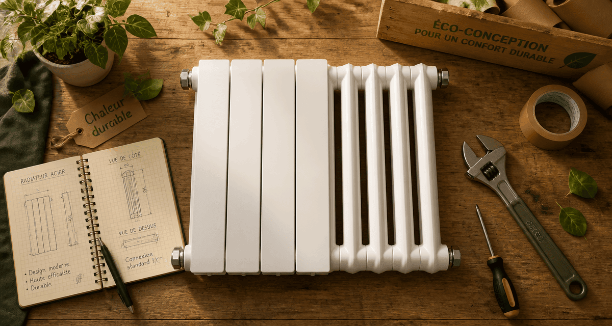 radiateur en acier pour chauffage central moderne sur établi