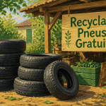 récupération pneus usagés gratuit empilés jardin