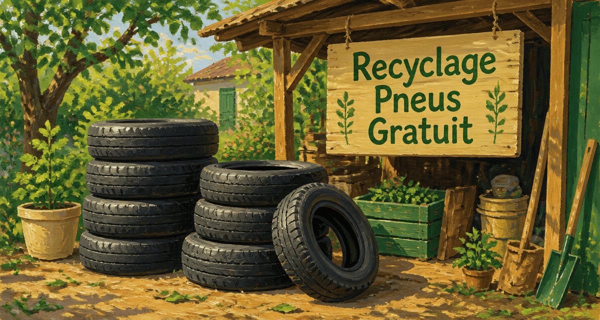 récupération pneus usagés gratuit empilés jardin