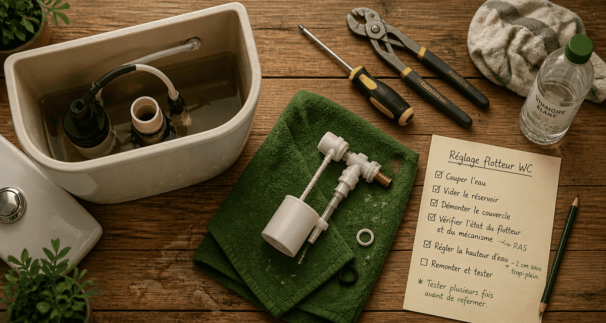 régler flotteur chasse d eau réservoir wc outils