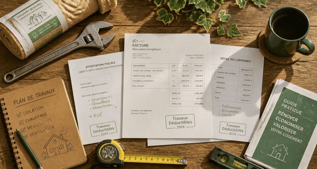 travaux déductibles impôts résidence principale 2024 factures outils