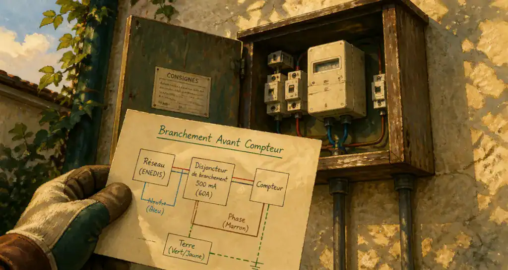 Branchement avant compteur Linky sur coffret électrique