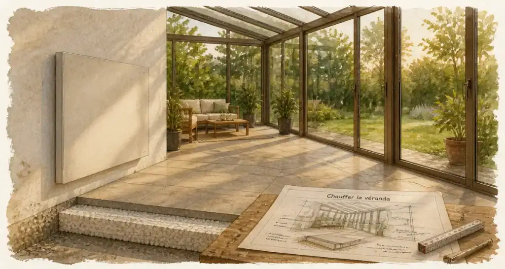 Comment chauffer une veranda : panneau infrarouge et chape isolante en véranda vitrée