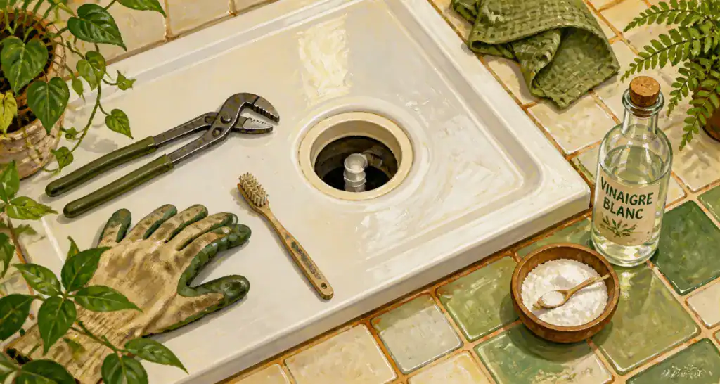 deboucher la douche avec outils et produits naturels