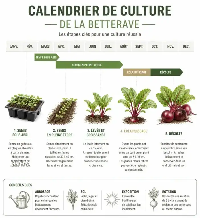 Calendrier de plantation et semis de la betterave au potager
