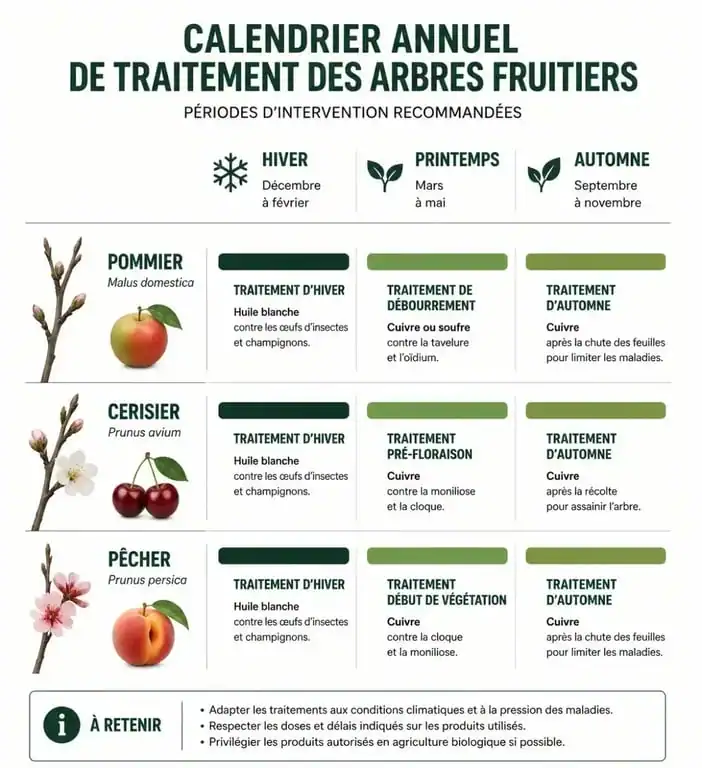 Calendrier annuel pour savoir quand traiter les arbres fruitiers