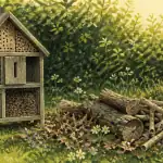 hôtel à insectes inconvénients dans un jardin printanier
