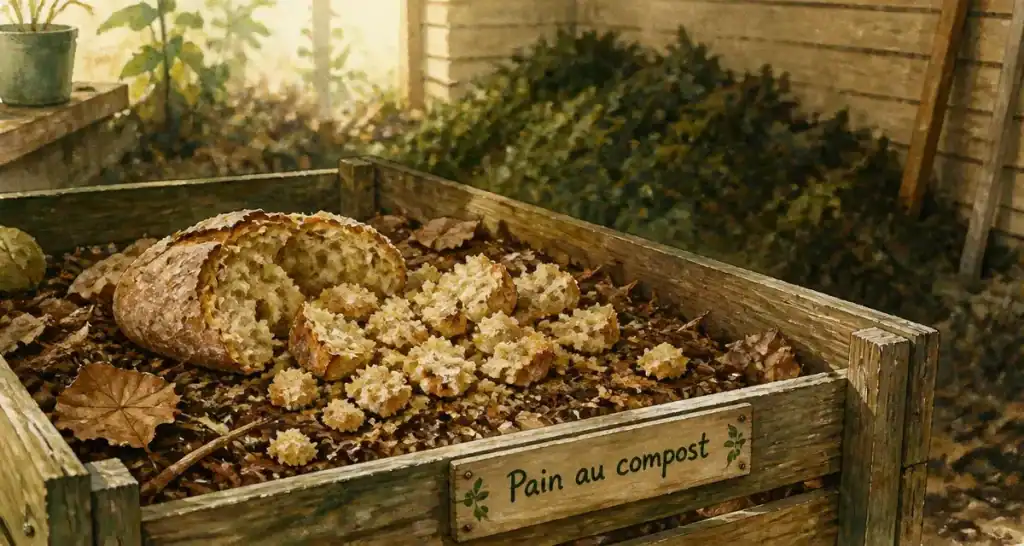 Pain composteur : pain rassis au composteur pour décomposition
