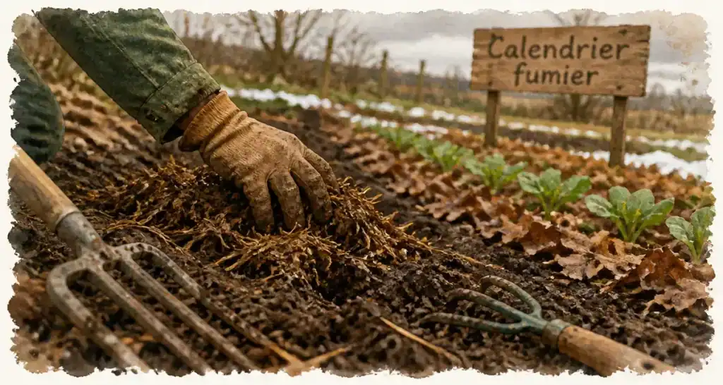 Quand mettre du fumier au jardin : épandage d’automne sur potager