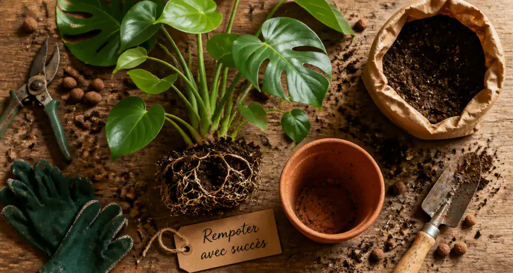 quand rempoter une plante, rempotage étape par étape