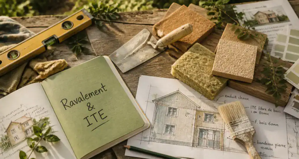 Ravalement ITE outils et isolants naturels