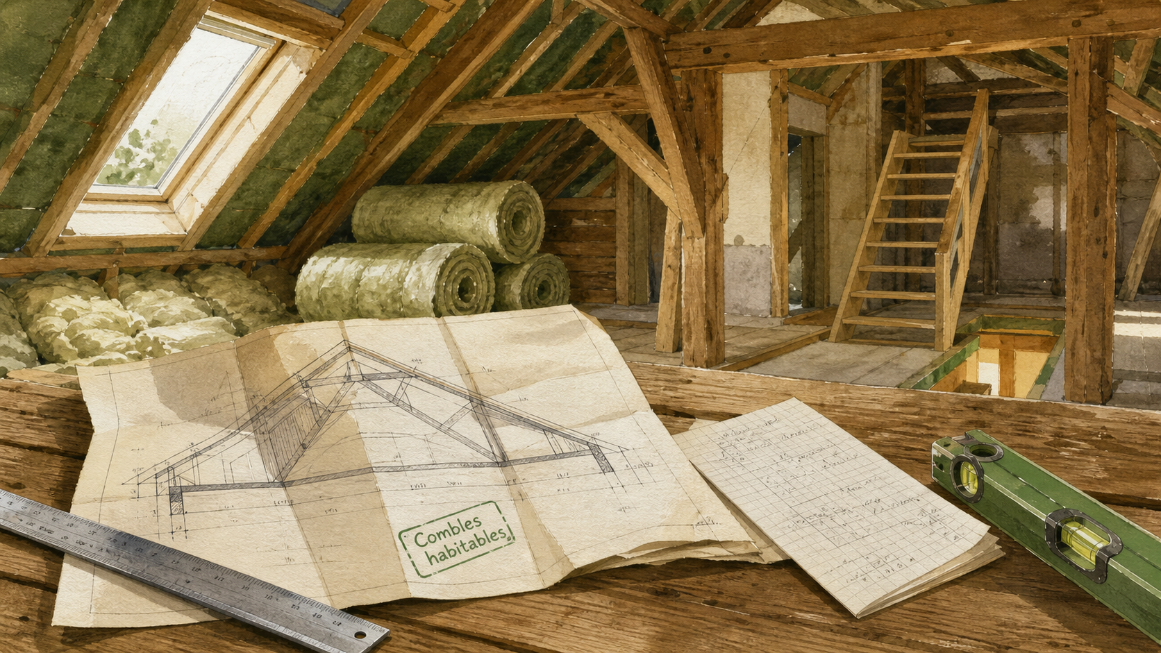 Aménager des combles : charpente et vérifications avant déclaration préalable, hauteur 1,80 m
