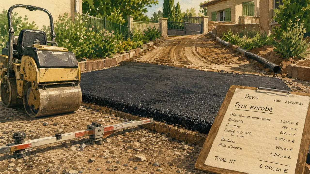 Enrobé prix m2, pose et devis sur chantier