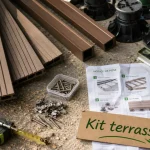 Kit terrasse : lames bois composite bambou prêtes à poser sur plots PVC