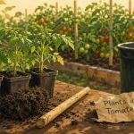 Plant tomate en pot de 30 litres, tuteur et plants