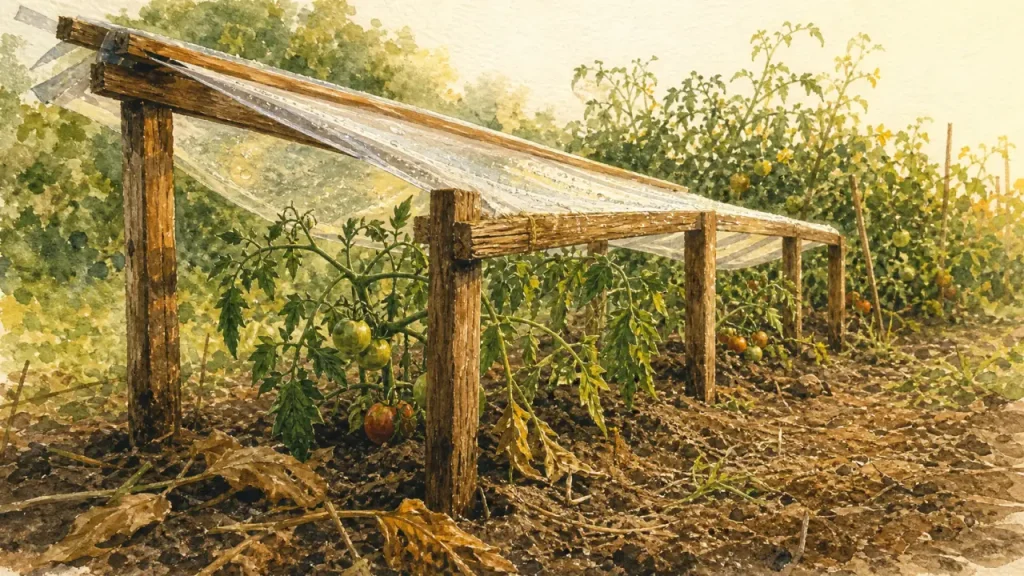 20 cm de pente et une structure ouverte, l’abri à tomates qui garde les feuilles au sec