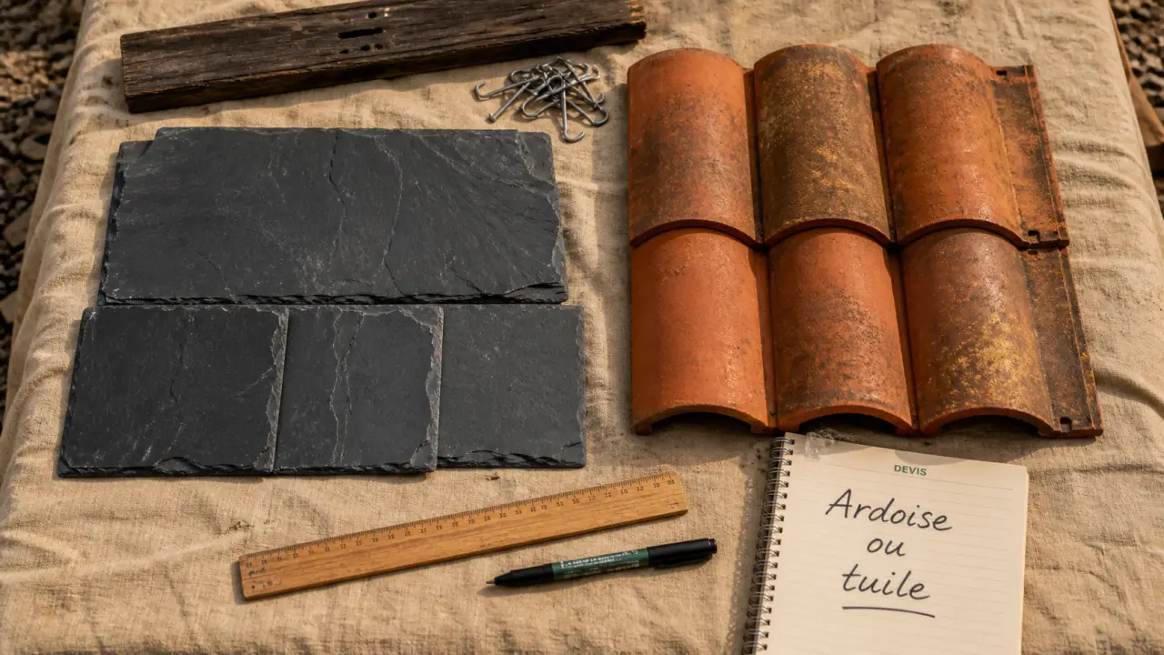 Ardoise tuile : échantillons toiture ardoise et tuiles