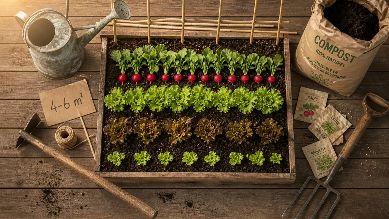 Comment faire un potager quand on débute : potager 4–6 m²