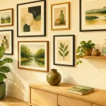Décorer mur blanc : galerie de cadres sur mur blanc clair