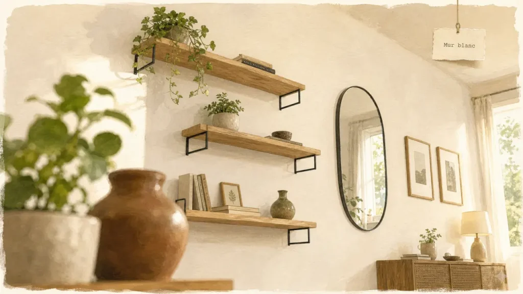 Cadres, étagères et reliefs : comment décorer un mur blanc sans le surcharger ?