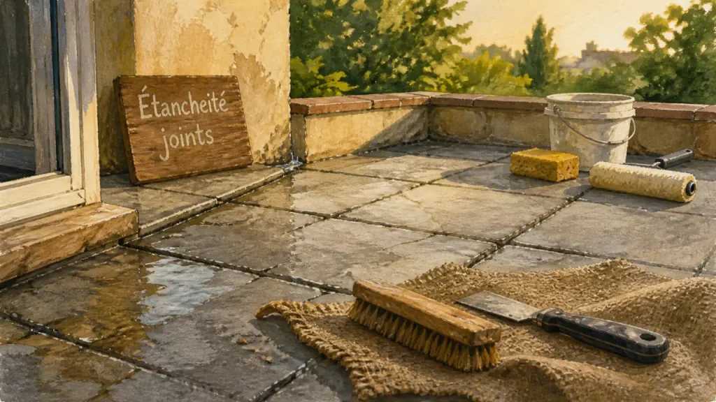 Terrasse carrelée qui fuit : les signes qui doivent faire agir et les 2 méthodes d’étanchéité