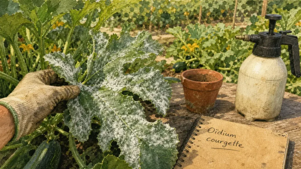Oïdium sur courgette : reconnaître, traiter et prévenir sans épuiser le plant
