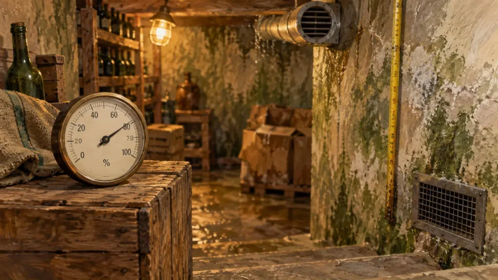 Cave humide : ventilation naturelle ou VMC ? Mesurez, comparez, traitez la cause