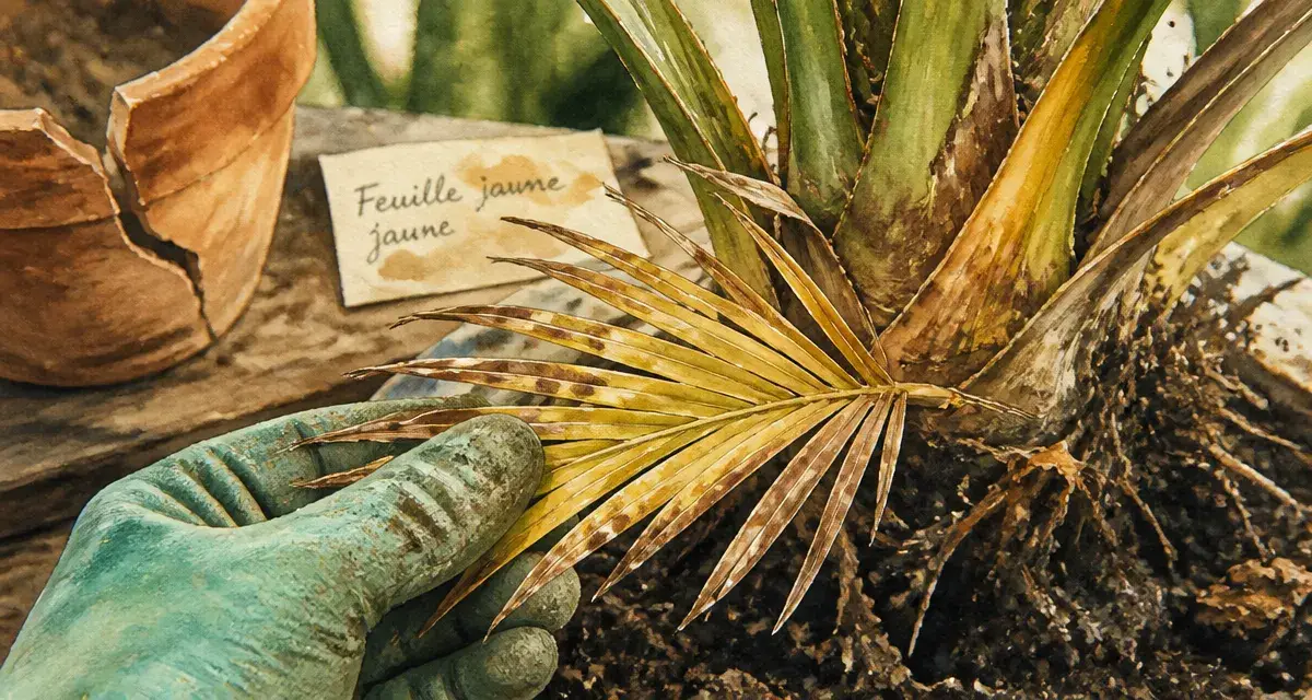 Feuille jaune palmier : palme jaunie à diagnostiquer