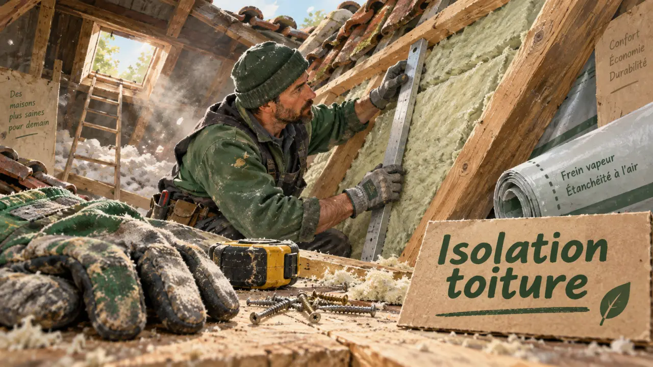 Isolation toiture dans les combles, entre chevrons, couverture tuiles