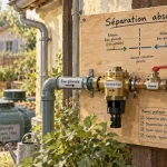 Schéma récupération eau de pluie pour WC : séparation absolue avec eau potable